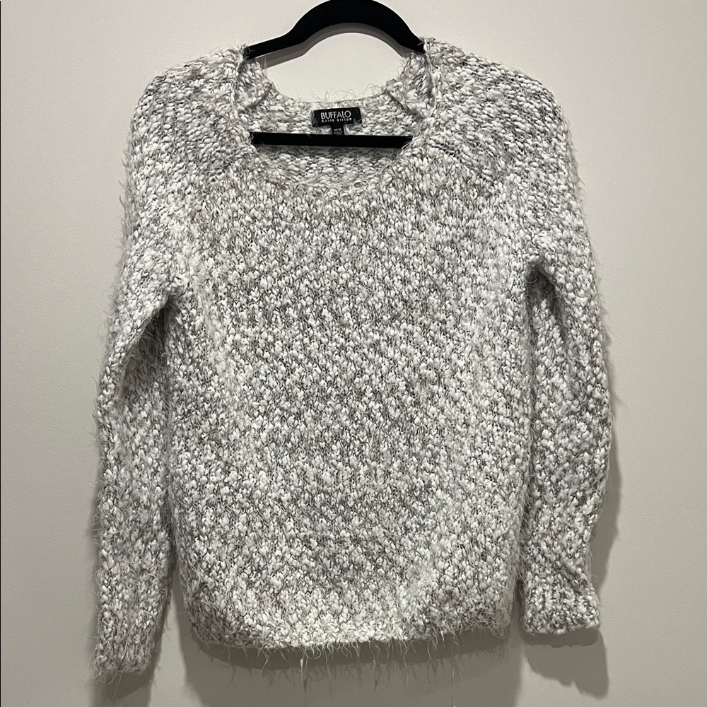 Buffalo David Bitton White and Gray Knit Sweater